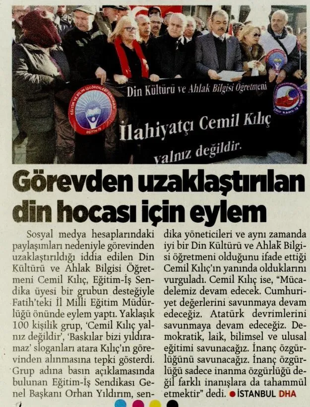 Milliyet - Cemil Kılıç`ın Görevden Alınmasını İstanbul Milli Eğitim Müdürlüğü Önünde Protesto Ettik | EĞİTİM İŞ