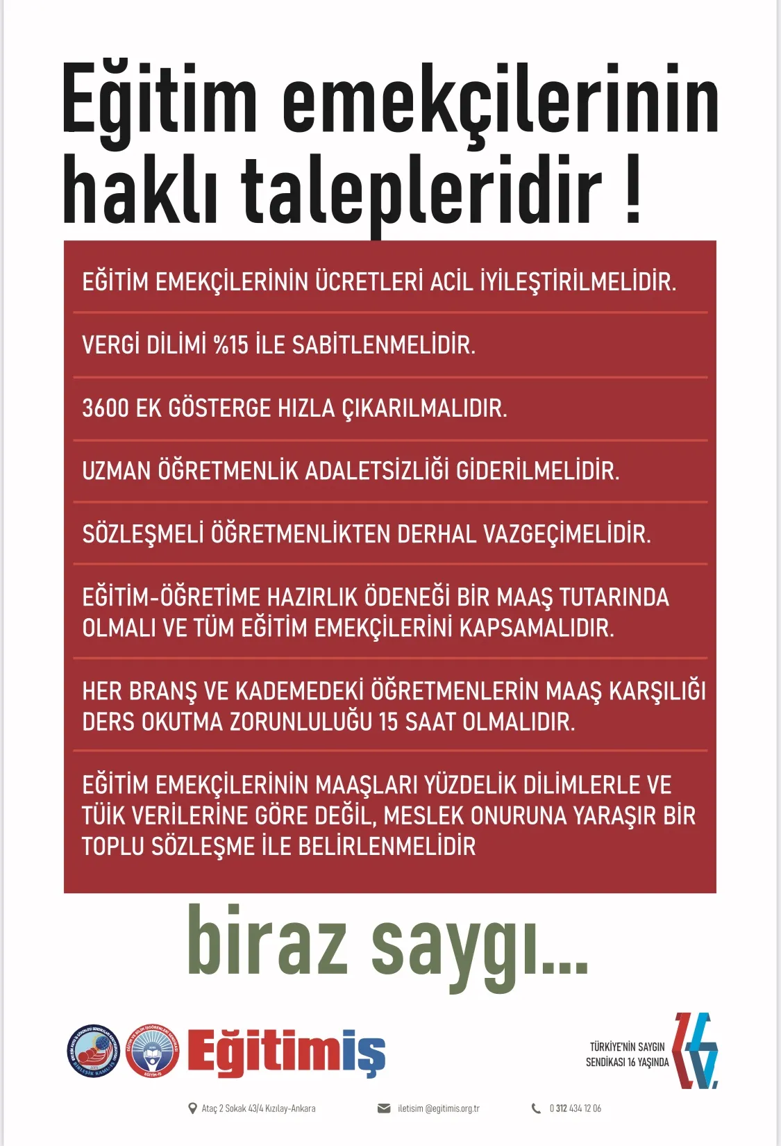 Taleplerimiz Afiş | EĞİTİM İŞ