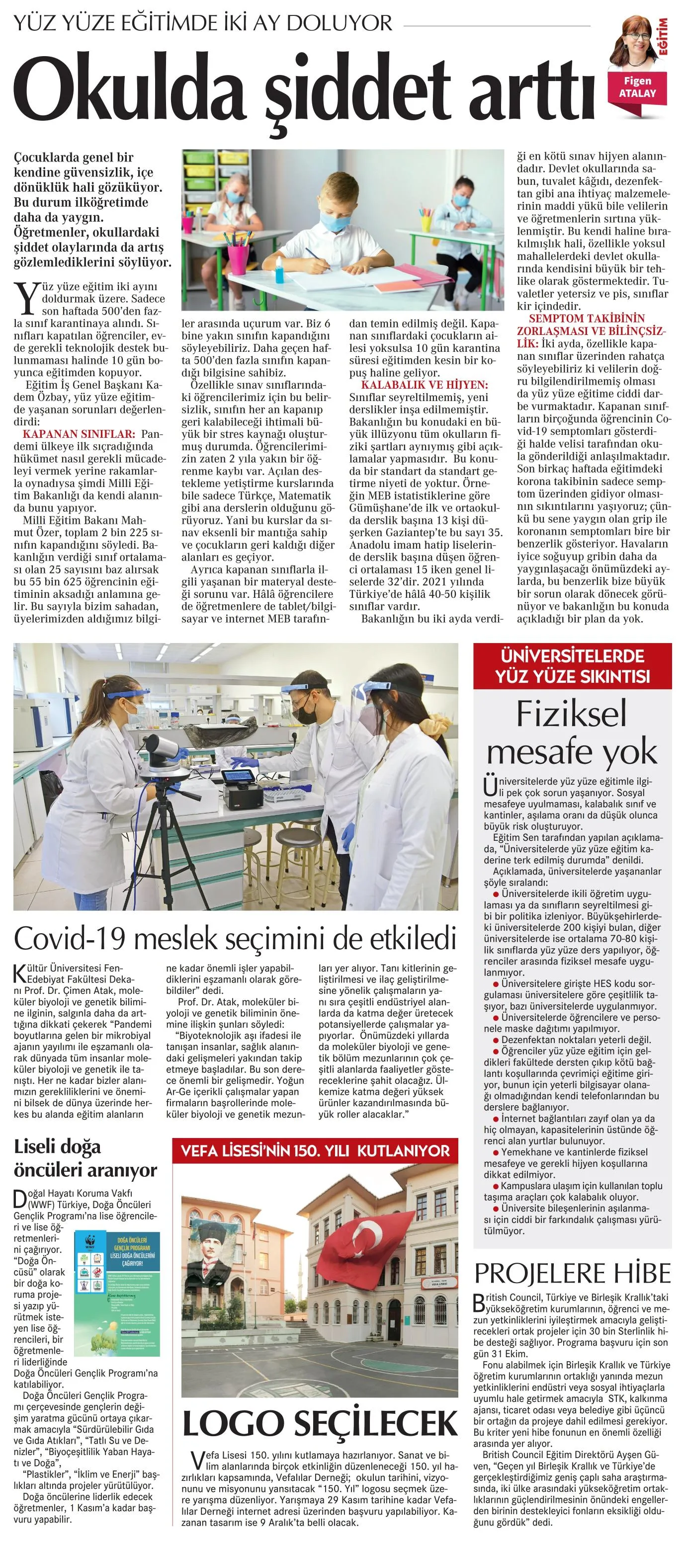 Okulda şiddet arttı-Cumhuriyet gazetesi-27/10/2021 | EĞİTİM İŞ