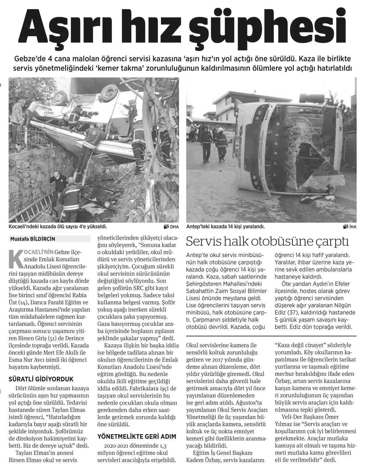 Öğrenci servis kazasında aşırı hız şüphesi-Birgün Gazetesi-11/11/2021 | EĞİTİM İŞ