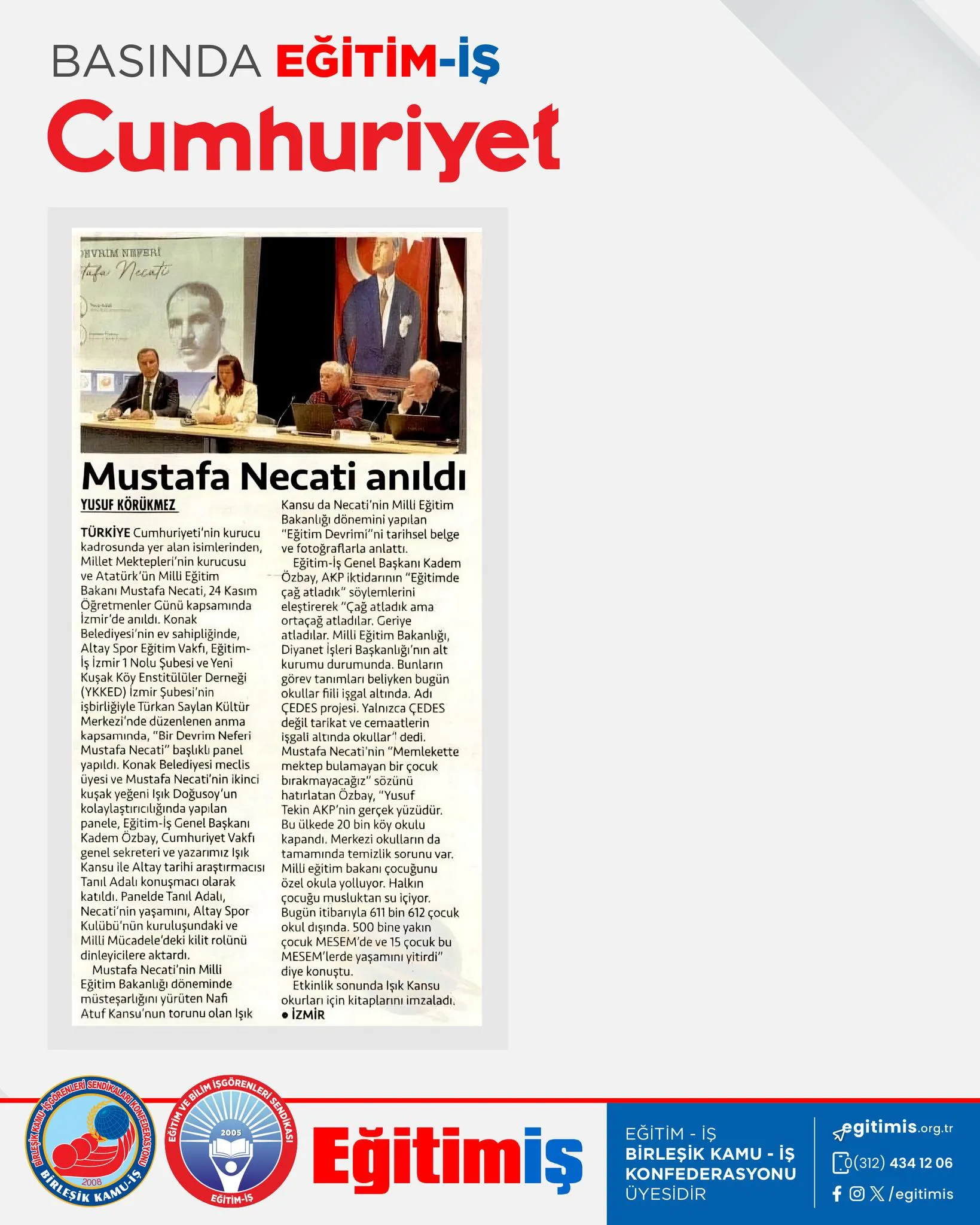 Mustafa Necati anıldı | EĞİTİM İŞ