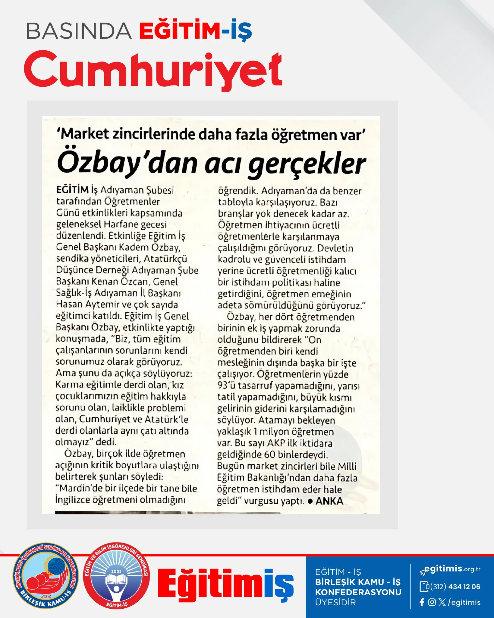 Özbay'dan acı gerçekler | EĞİTİM İŞ