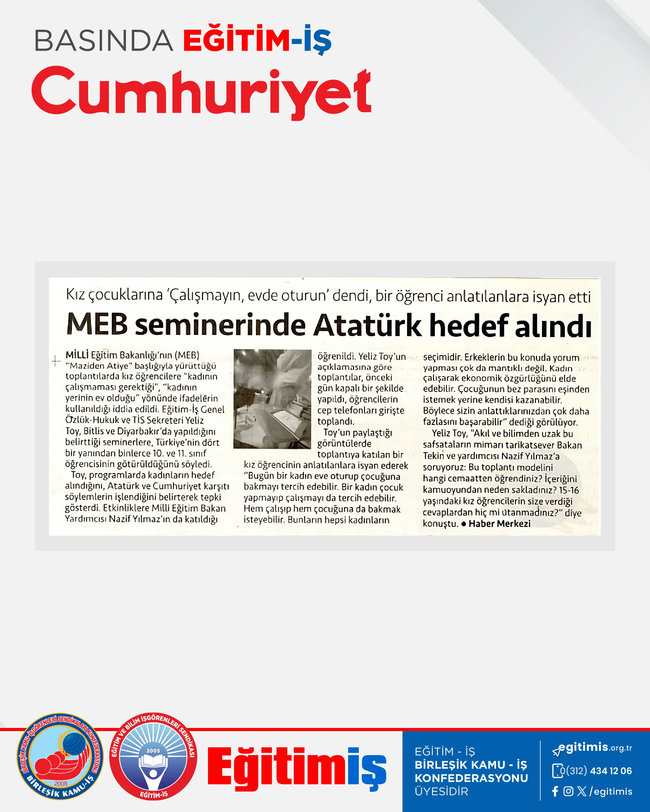 MEB seminerinde Atatürk hedef alındı | EĞİTİM İŞ