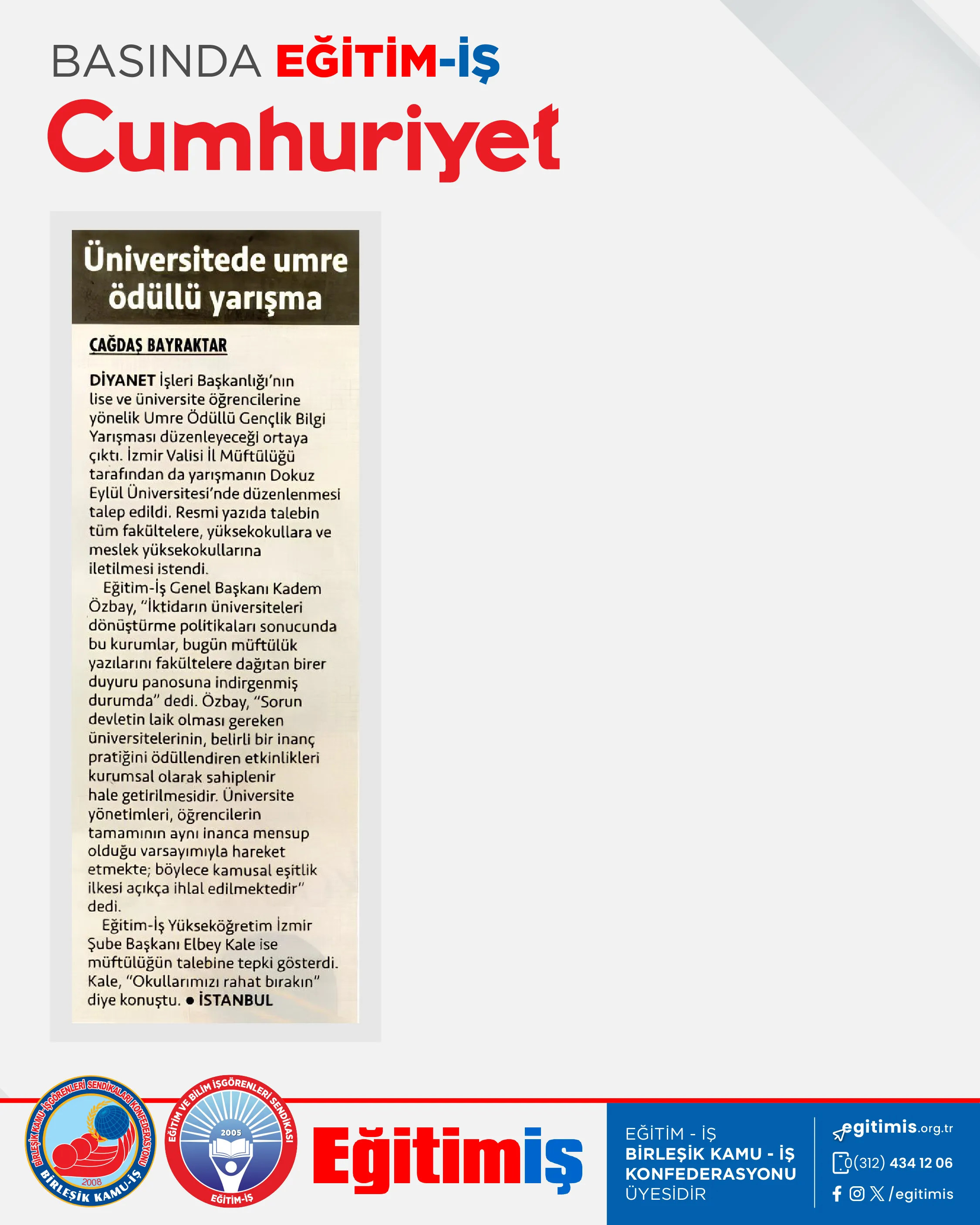 Üniversitede umre ödüllü yarışma | EĞİTİM İŞ