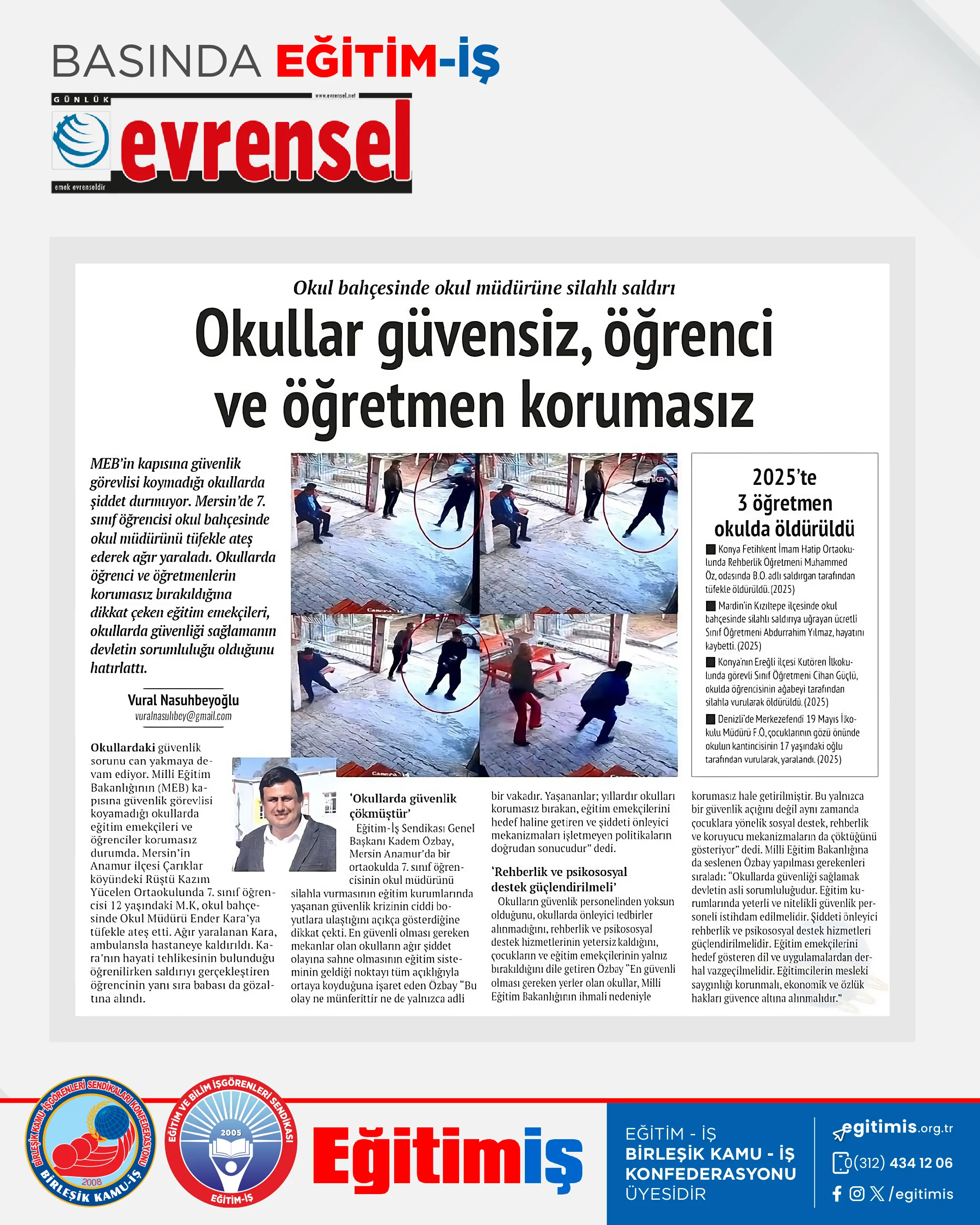 Okullar güvencesiz, öğrenci ve öğretmen korumasız | EĞİTİM İŞ