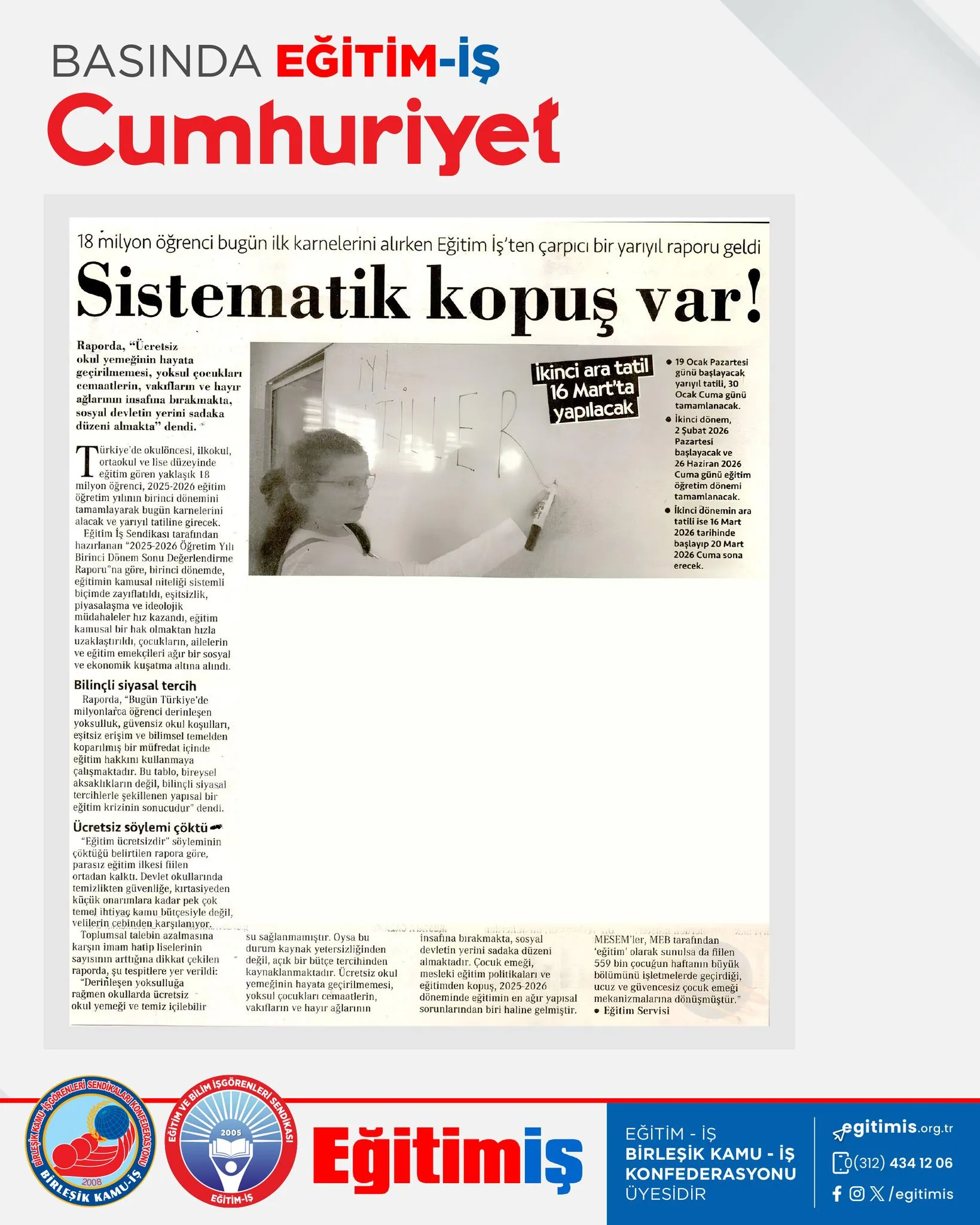 Sistematik kopuş var | EĞİTİM İŞ