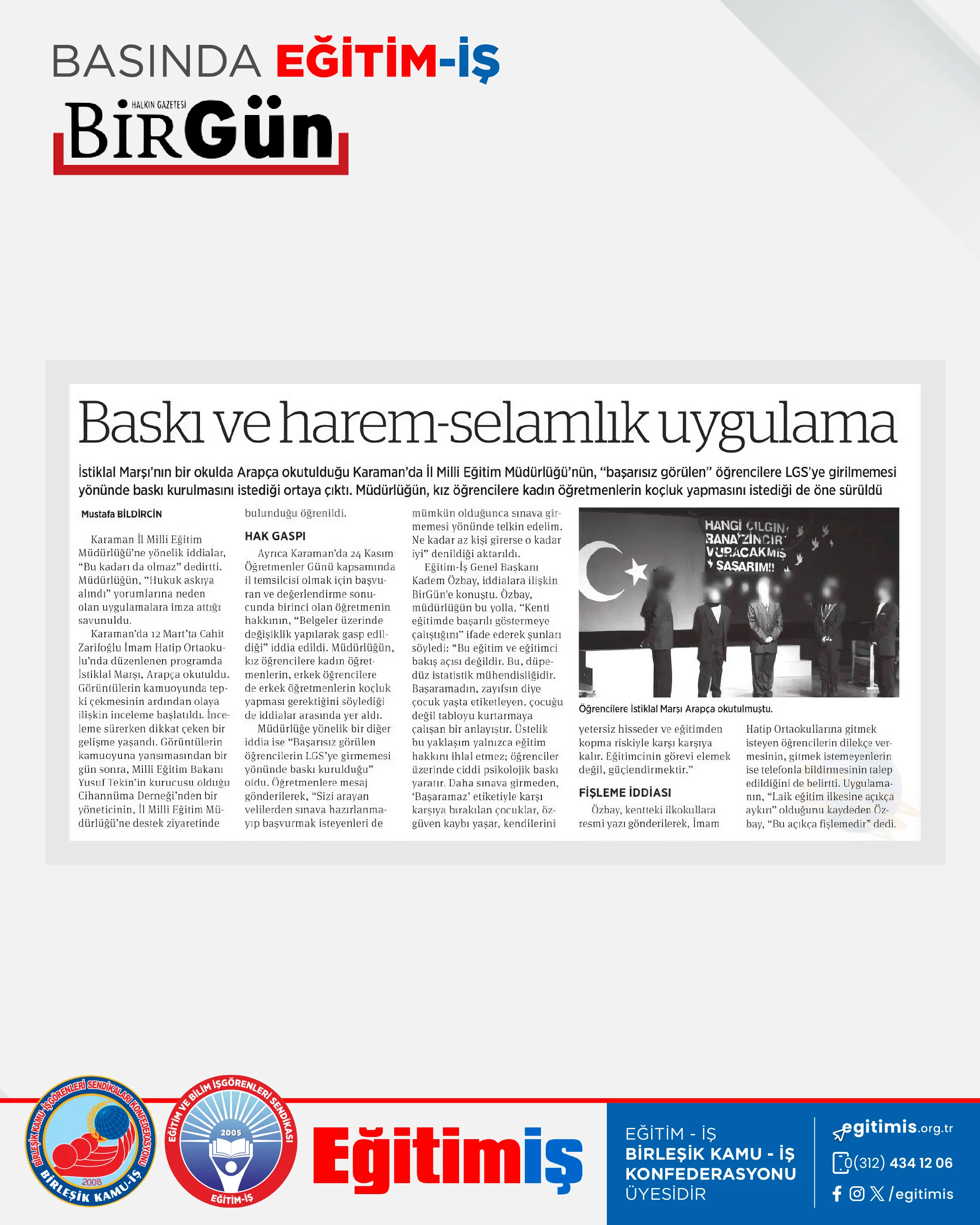 Baskı ve harem-selamlık uygulama | EĞİTİM İŞ