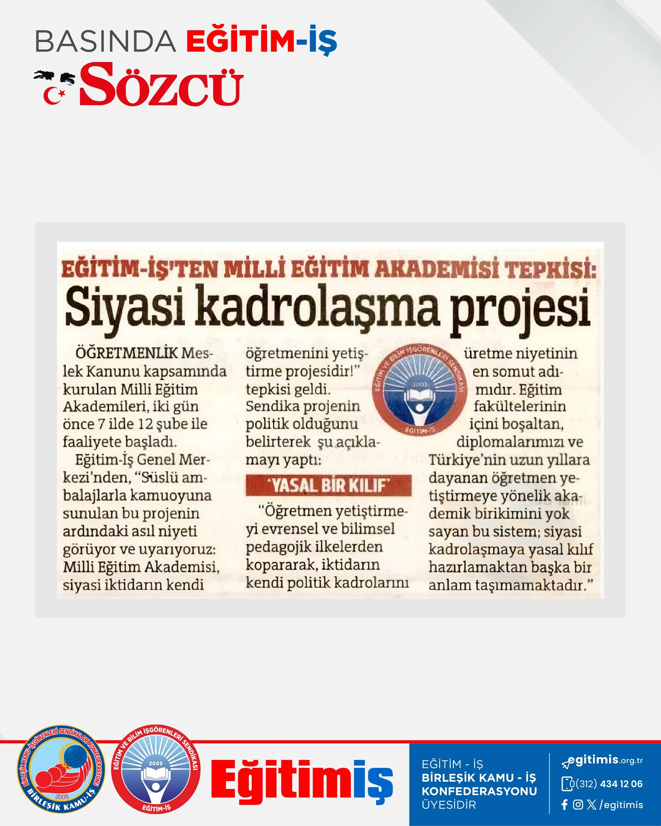 Siyasi kadrolaşma projesi | EĞİTİM İŞ