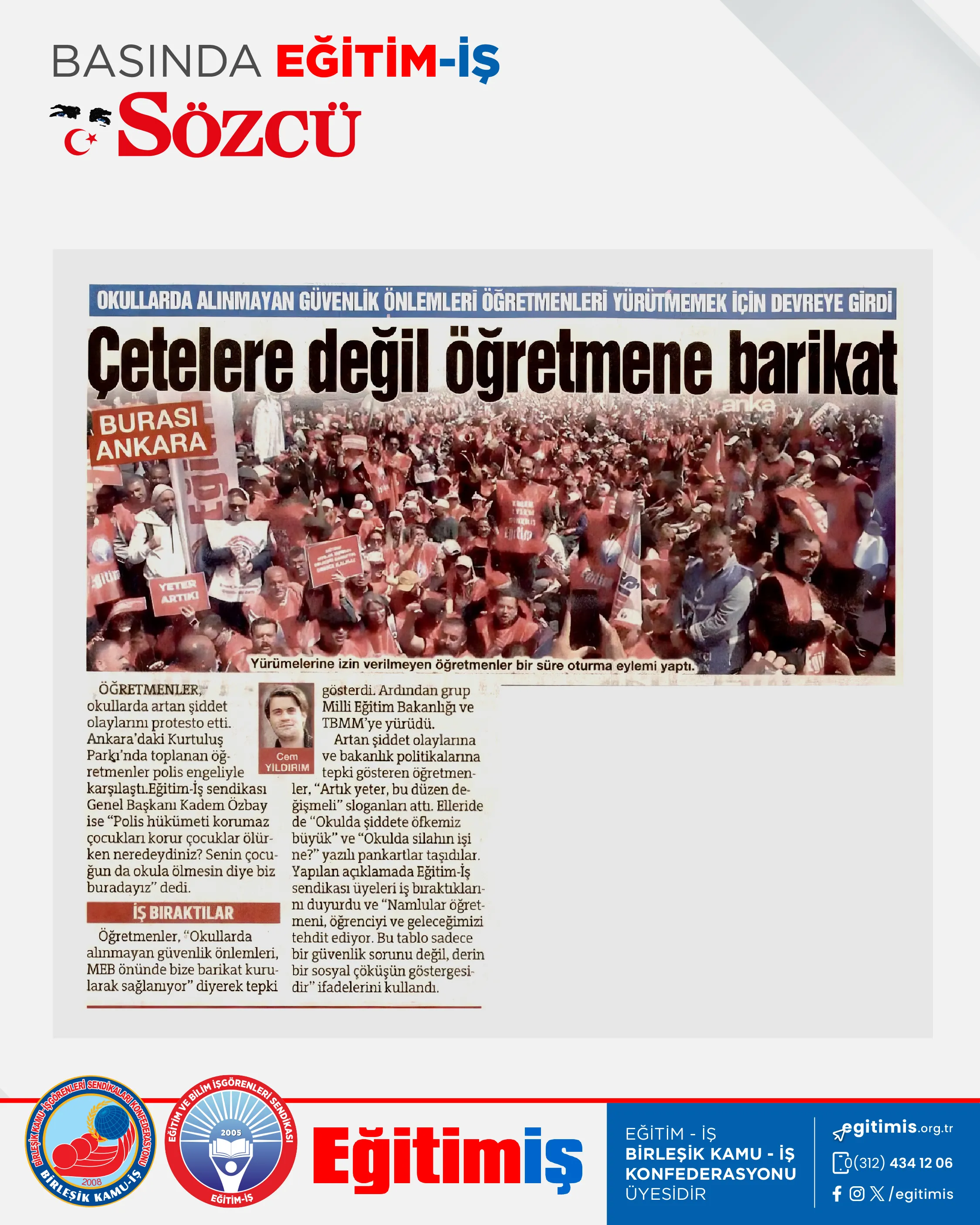 Çetelere değil öğretmene barikat | EĞİTİM İŞ