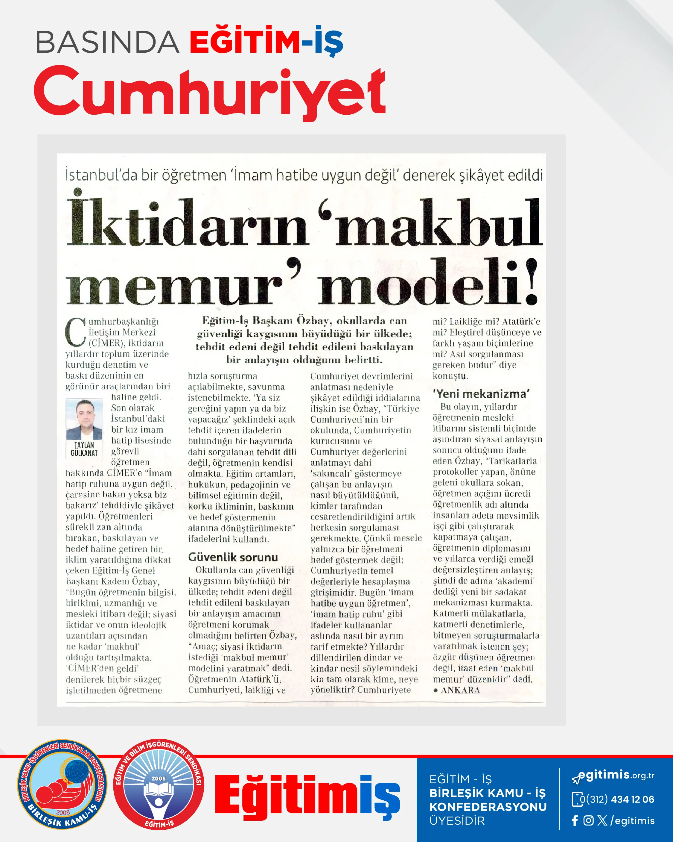 İktidarın 'makbul memur' modeli | EĞİTİM İŞ