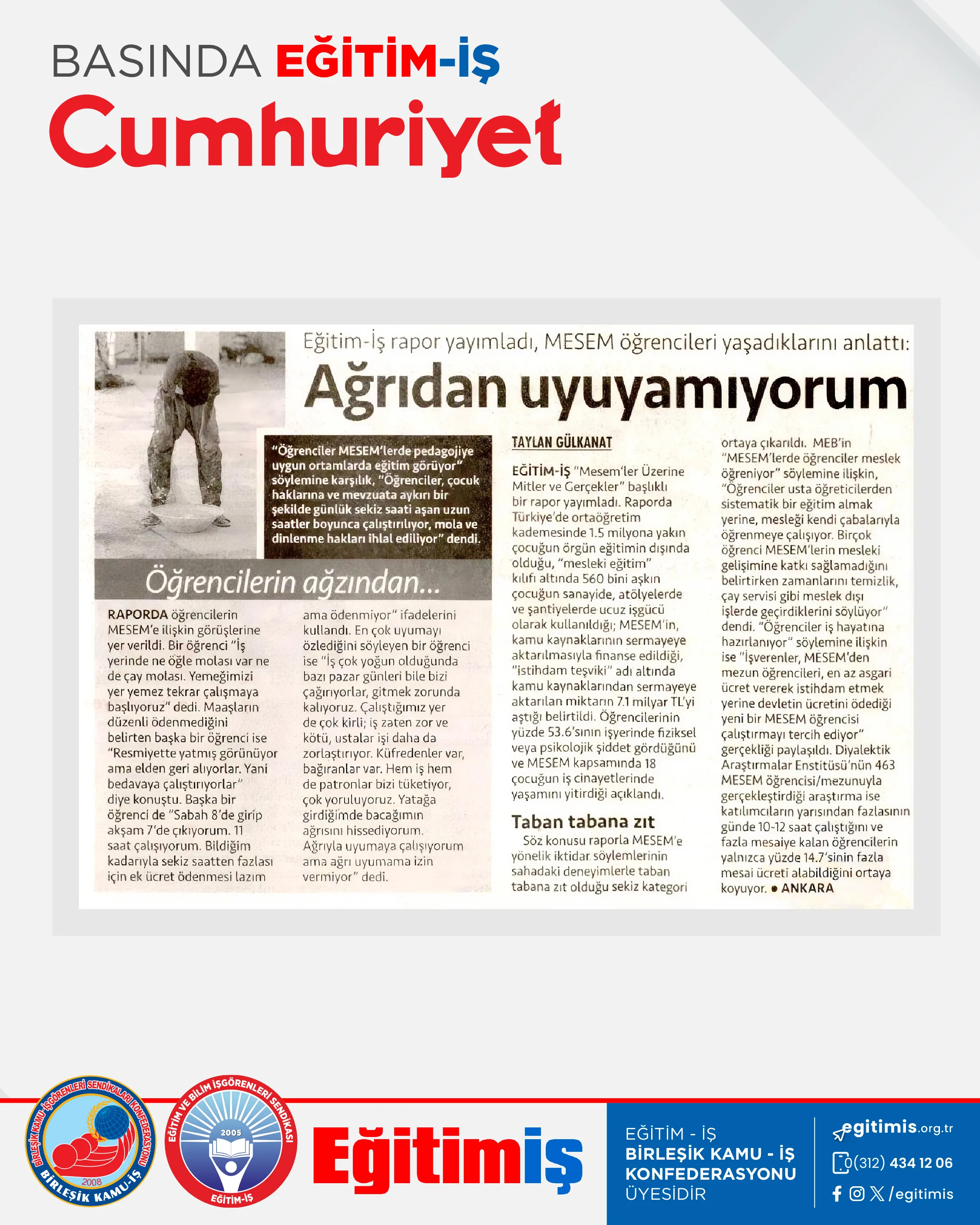 Ağrıdan uyuyamıyorum | EĞİTİM İŞ