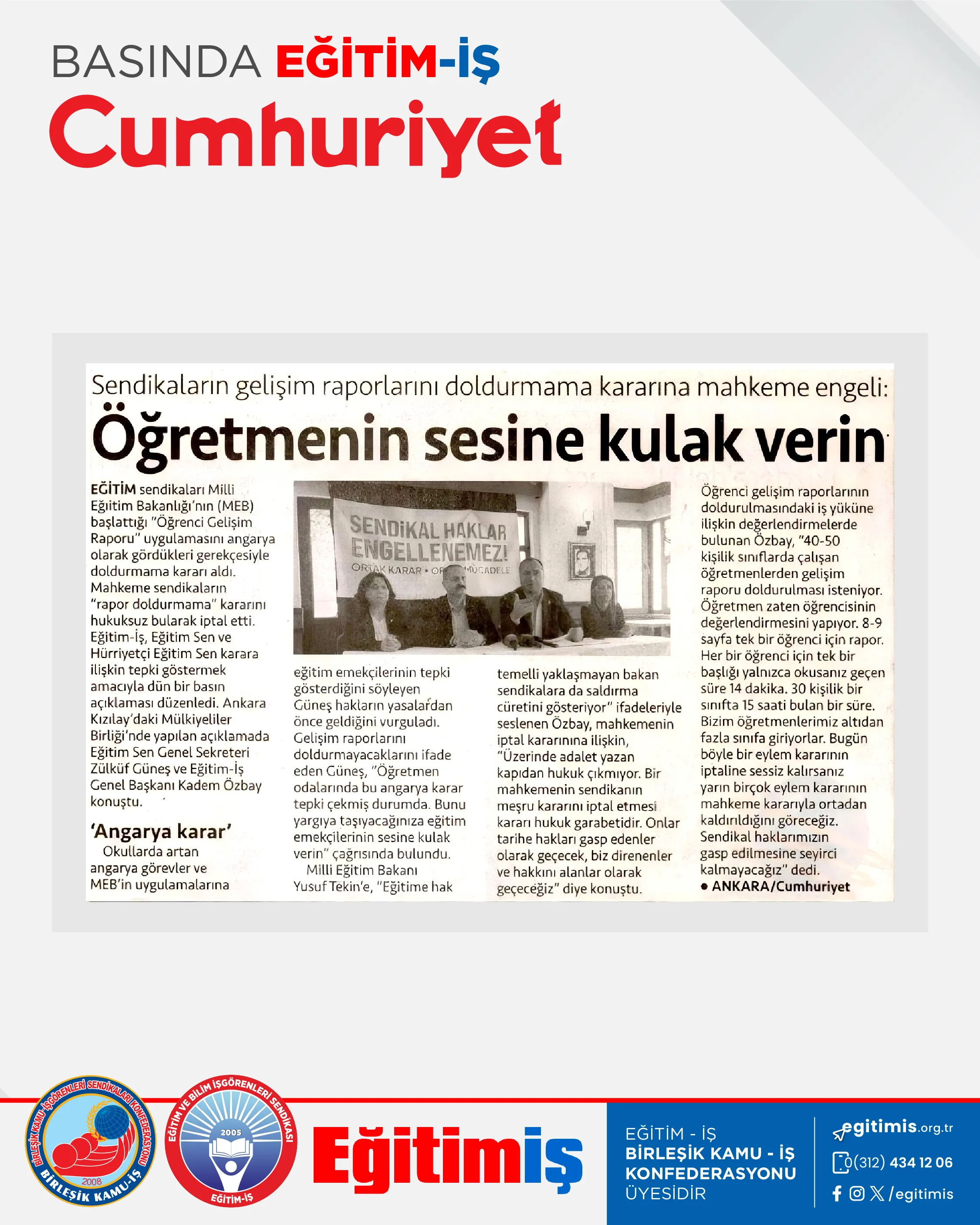 Öğretmenin sesine kulak verin | EĞİTİM İŞ