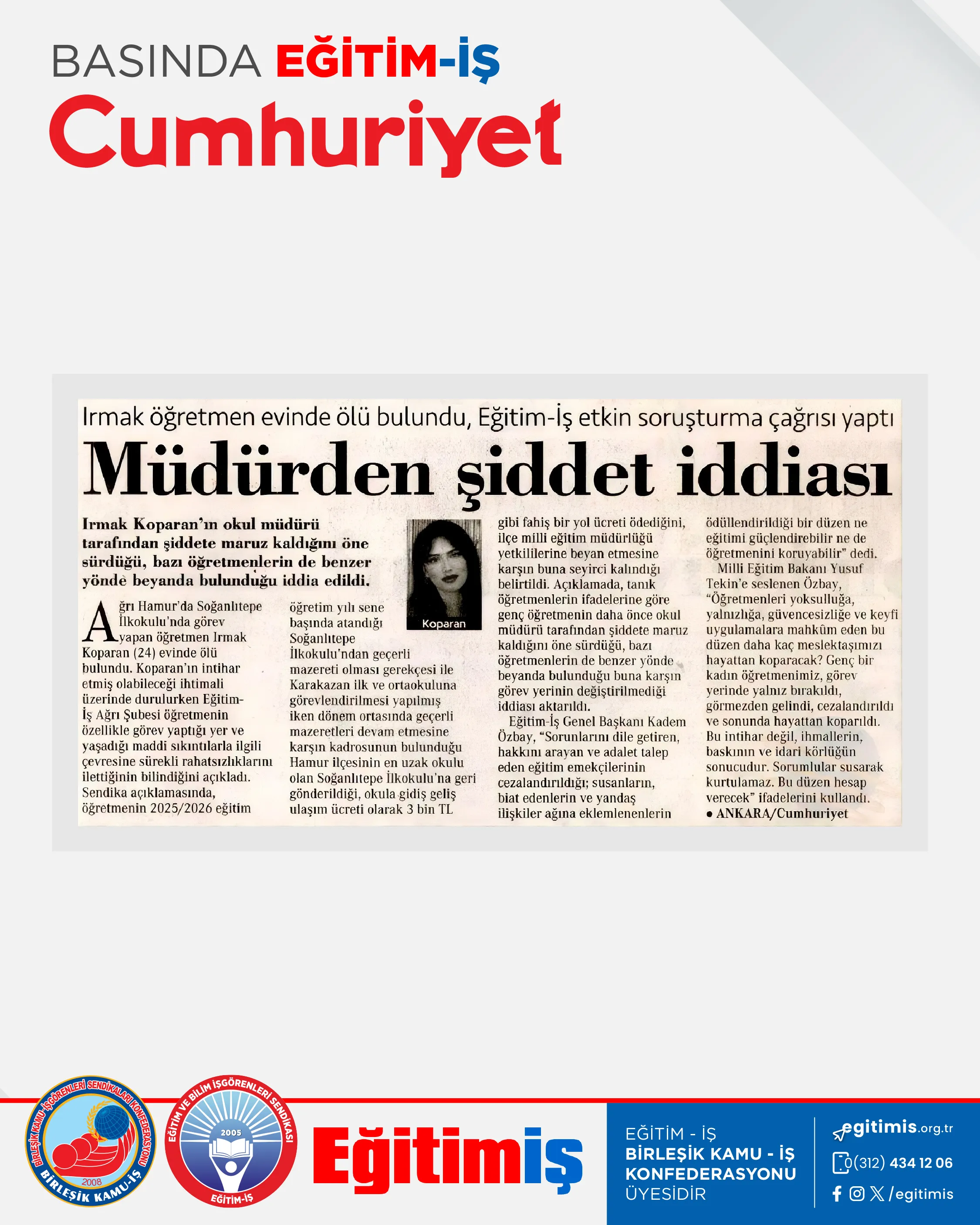 Müdürden şiddet iddiası | EĞİTİM İŞ