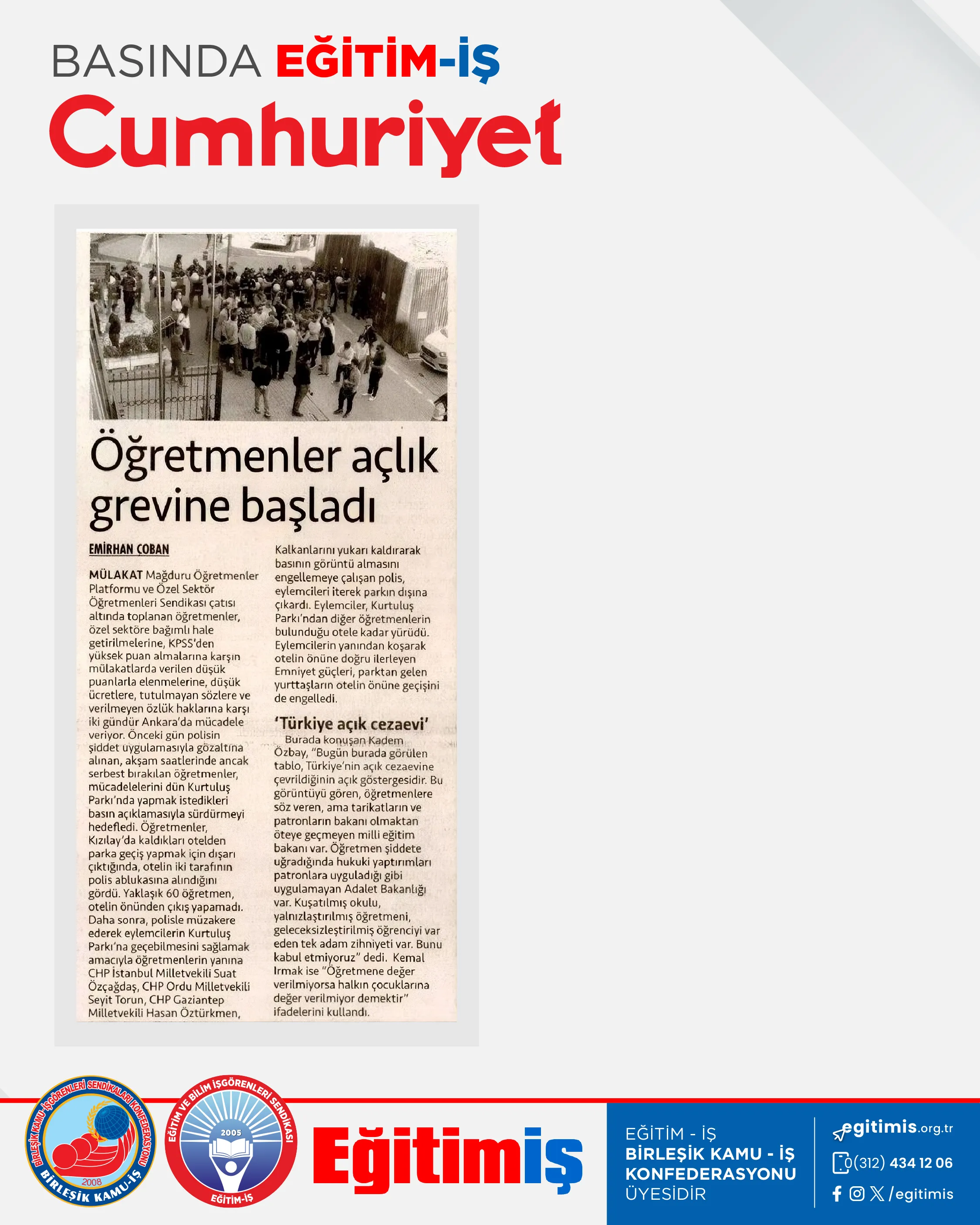 Öğretmenler açlık grevine başladı | EĞİTİM İŞ