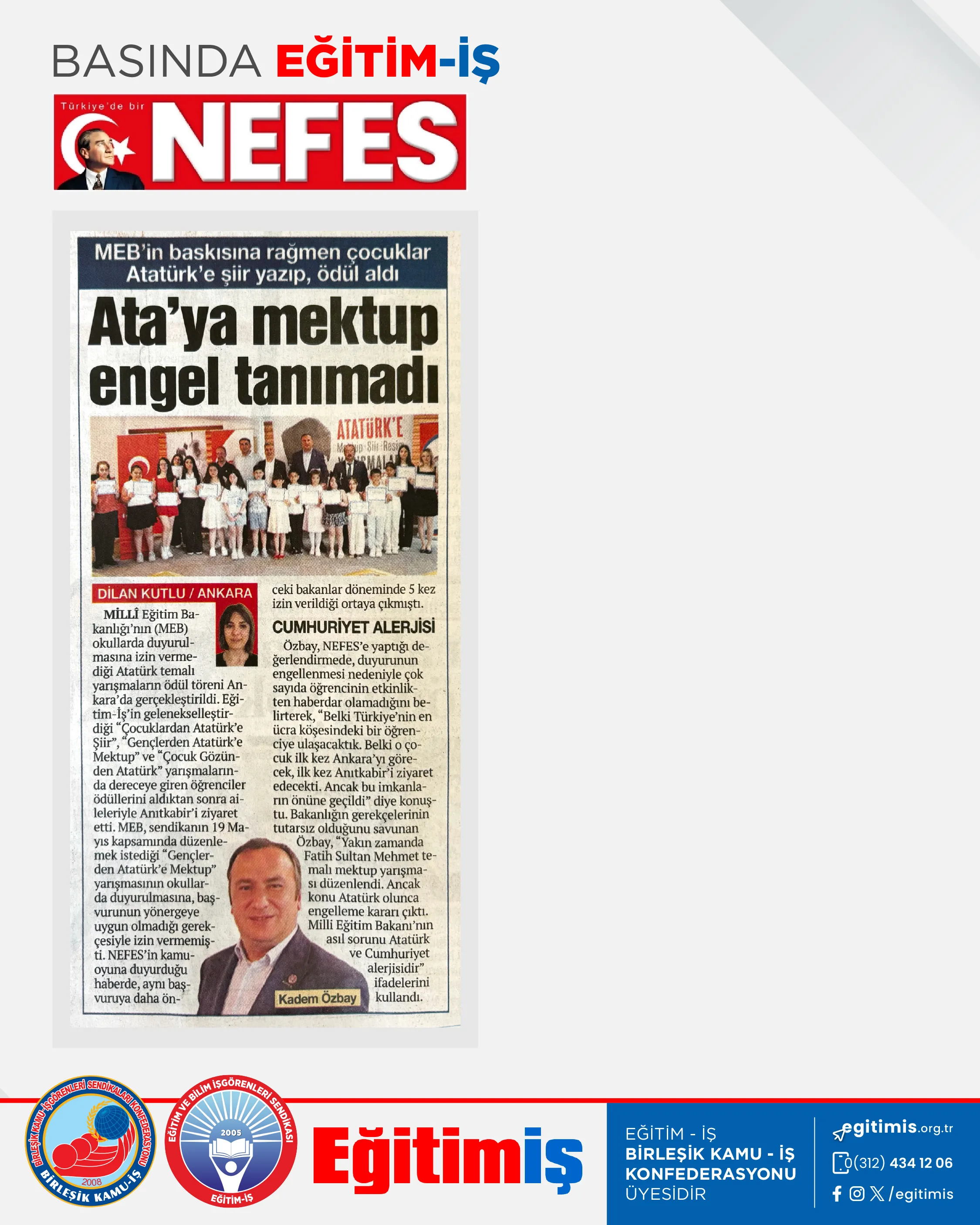 Ata'ya mektup engel tanımadı | EĞİTİM İŞ