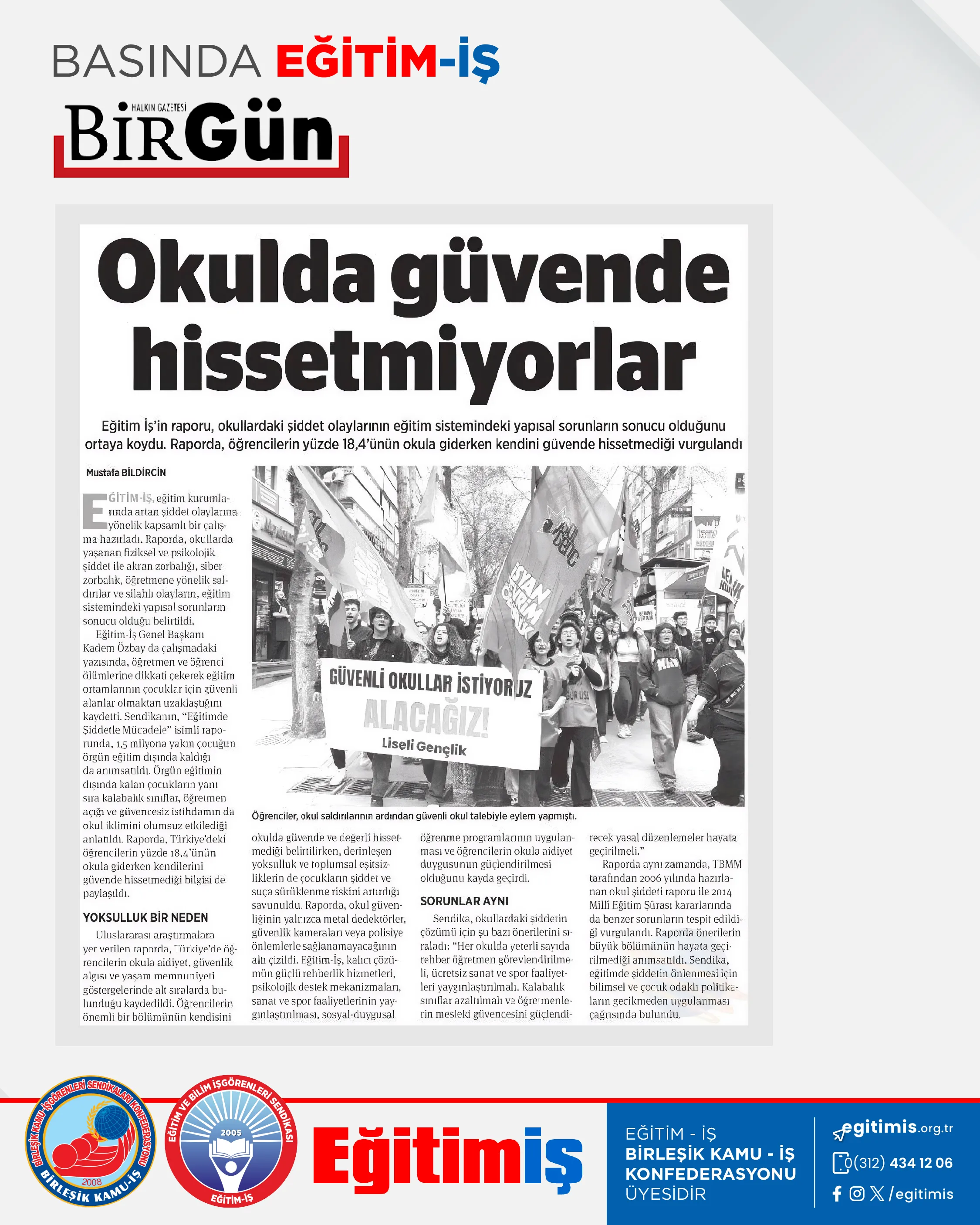Okulda güvende hissetmiyorlar | EĞİTİM İŞ