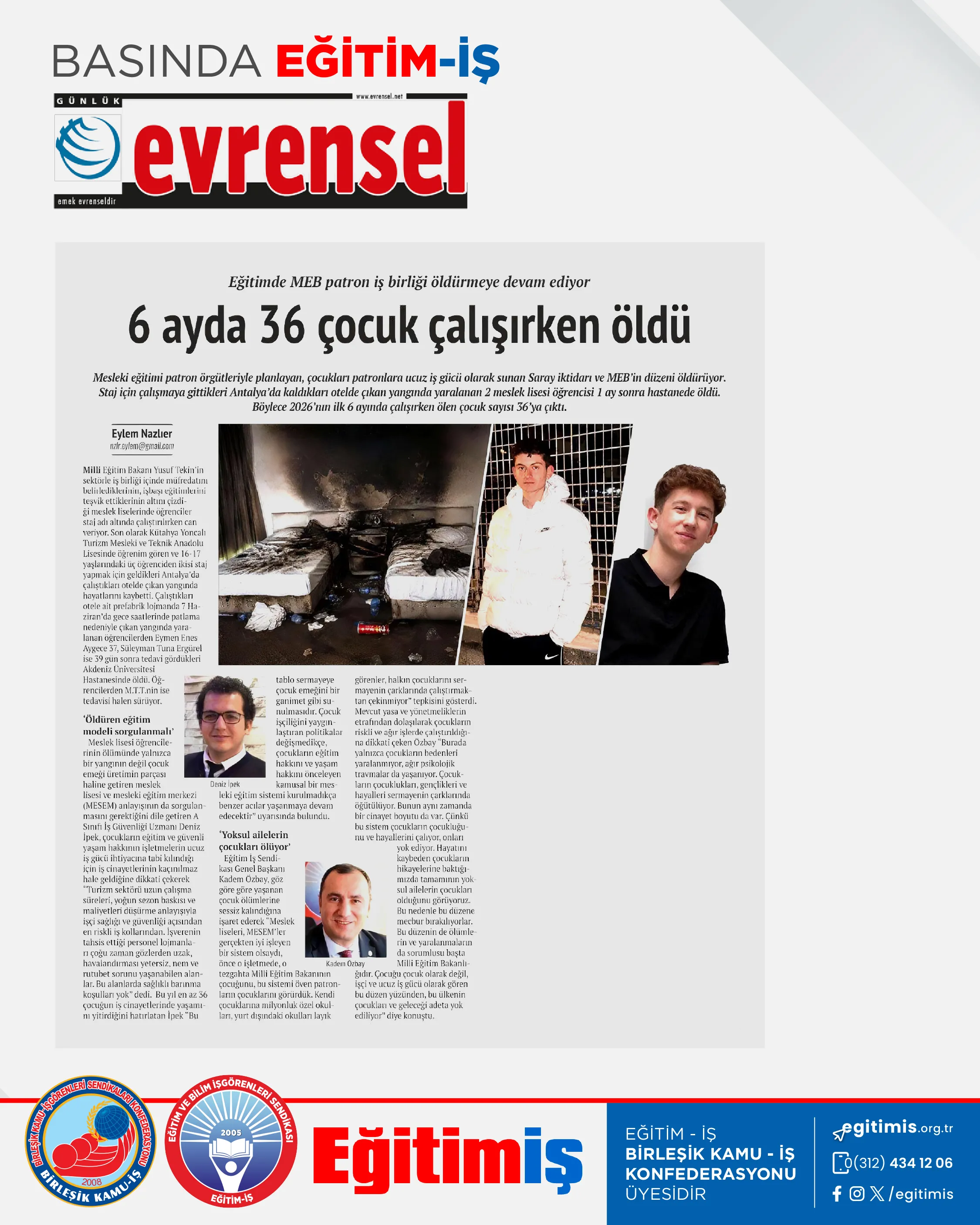 6 ayda 36 çocuk çalışırken öldü | EĞİTİM İŞ