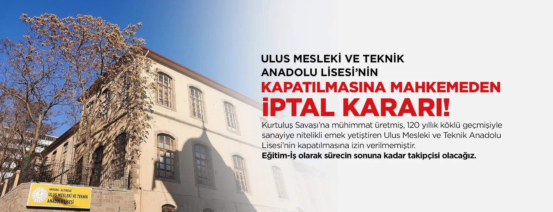 ULUS MESLEKİ VE TEKNİK ANADOLU LİSESİ’NİN KAPATILMASINA MAHKEMEDEN iPTAL KARARI!