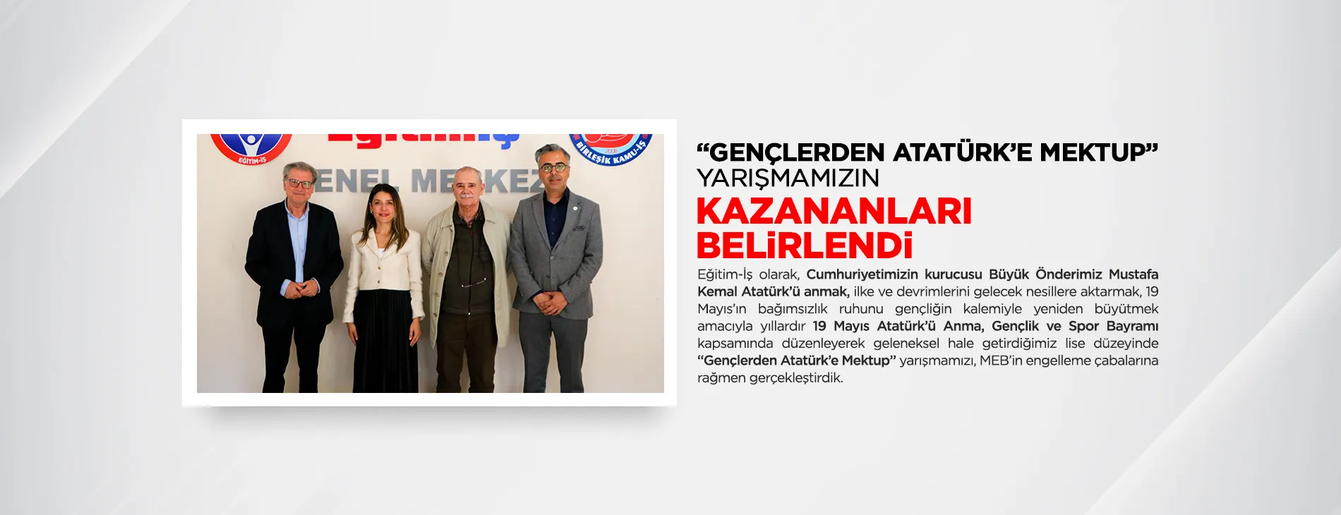 “GENÇLERDEN ATATÜRK’E MEKTUP” YARIŞMAMIZIN KAZANANLARI BELİRLENDİ!